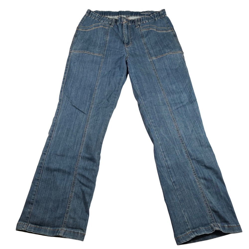 Judy Blue Straight Leg Jeans Women 15/32(FIT 33x30) Blue Seam Elastic Waist READ